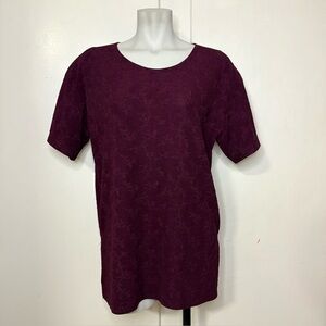 Vintage 90s Dark Purple Floral Lace Whimsygoth T Shirt Blouse Plus Size